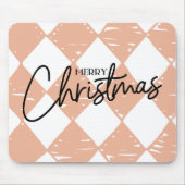 Modern hand painted diamond pattern Pink White マウスパッド (正面)