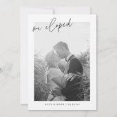 Modern Hand Script We Eloped Photo Elopement 案内状 (正面)