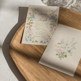 Modern Hand Written Drawn Floral Summer Wedding 招待状