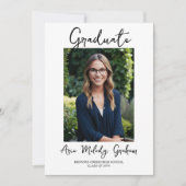 Modern Hand Written Script 2 Photos Graduate  招待状 (正面)