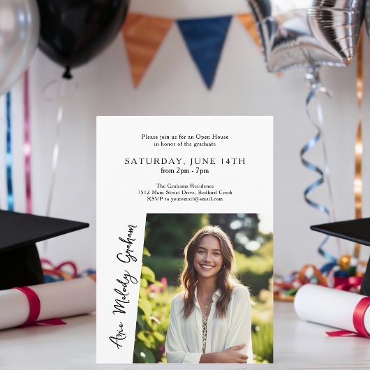 Modern Hand Written Script 2 Photos Graduate  招待状