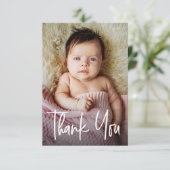 Modern Handlettering Custom Baby Girl Shower Photo サンキューカード (スタンド正面)