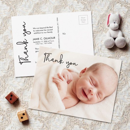 Modern Handlettering Script Baby Photo shower ポストカード