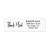 Modern Handlettering thank you business address  ラベル (正面)