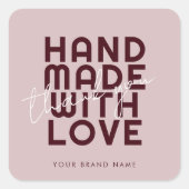 Modern handmade with love thank you スクエアシール (正面)