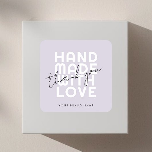 Modern handmade with love thank you スクエアシール