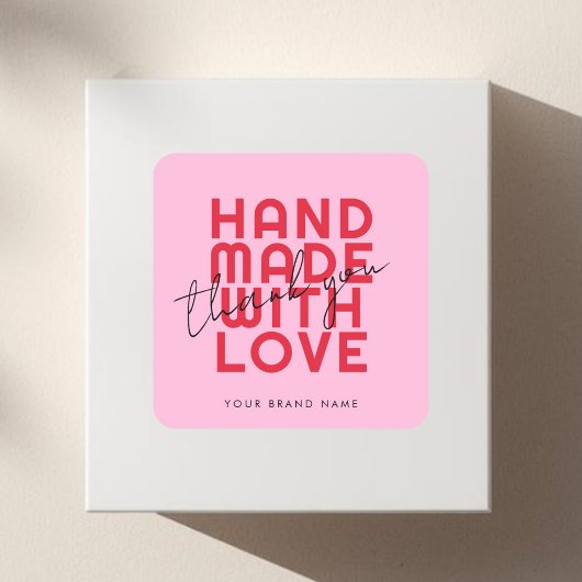 Modern handmade with love thank you スクエアシール
