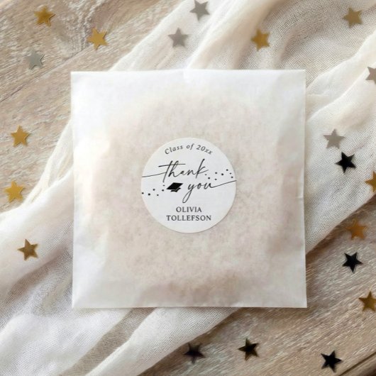 Modern Handwriting 2026 Graduation Thank You Favor ラウンドシール