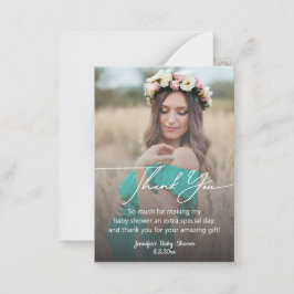 modern handwriting baby shower photo thank you ノートカード