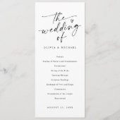 Modern Handwriting Black & White Wedding Ceremony プログラム (正面)