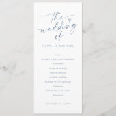 Modern Handwriting Dusty Blue Wedding Programs プログラム (正面)