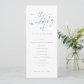 Modern Handwriting Dusty Blue Wedding Programs プログラム (スタンド正面)