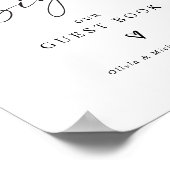 Modern Handwriting Heart Wedding Guest Book Sign ポスター (角)
