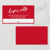 Modern Handwritten Cherry Red Nappy Raffle Ticket エンクロージャーカード (正面/裏面)