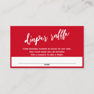 Modern Handwritten Cherry Red Nappy Raffle Ticket エンクロージャーカード