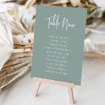 Modern Handwritten   Classic Serif Guest Names テーブルナンバー<br><div class="desc">Simple and chic table number cards in Eucalyptus Green and white make an elegant statement at your wedding or event. Design features "table [number]" in handwritten script lettering,  with individual guest names below in timeless serif typography. Design repeats on both sides.</div>