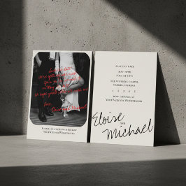 Modern Handwritten Overlay Photo Save the Date 招待状