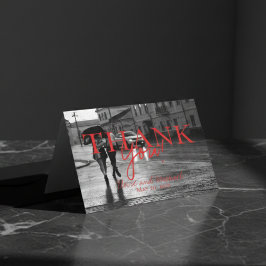 Modern Handwritten Overlay Photo Wedding サンキューカード