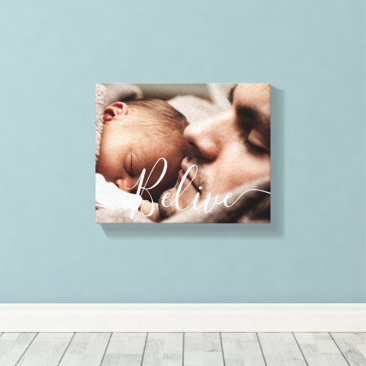 Modern handwritten script Believe Canvas Print キャンバスプリント (インサイチュ (ウッドフロア))