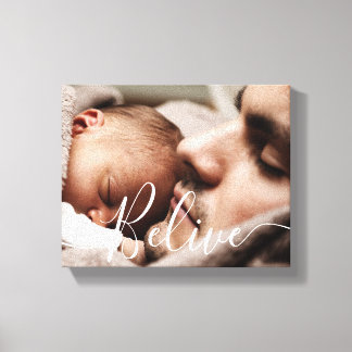 Modern handwritten script Believe Canvas Print キャンバスプリント