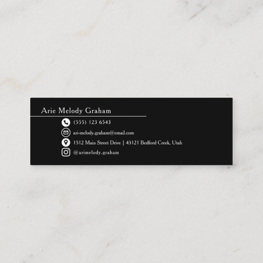 Modern Handwritten Script Graduate Name Card スキニー名刺 (裏面)