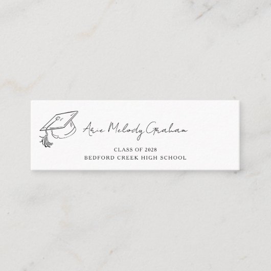 Modern Handwritten Script Graduate Name Card スキニー名刺 (正面)