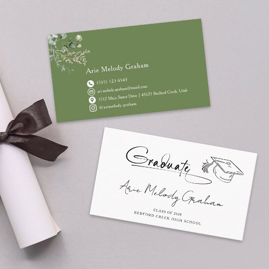 Modern Handwritten Script Graduate Name Card 名刺