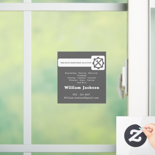 Modern handyman construction custom logo ウィンドウサイン (ホーム)