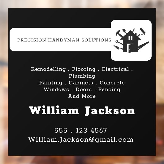 Modern handyman construction custom logo ウィンドウサイン (シート2)