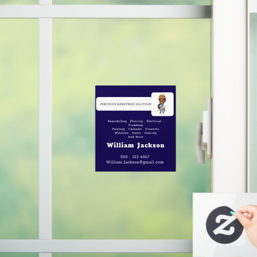 Modern handyman construction custom logo ウィンドウサイン (ホーム)