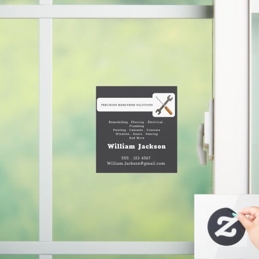 Modern handyman construction custom logo ウィンドウサイン (ホーム)