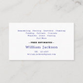 Modern handyman construction custom logo 名刺 (裏面)