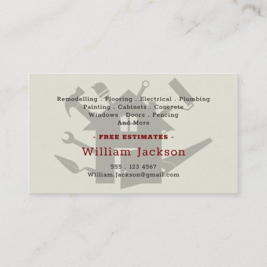 Modern handyman construction custom logo 名刺 (裏面)