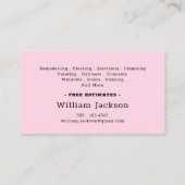 Modern handyman construction custom logo 名刺 (裏面)