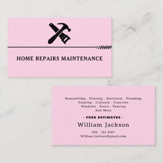 Modern handyman construction custom logo 名刺 (正面/裏面)