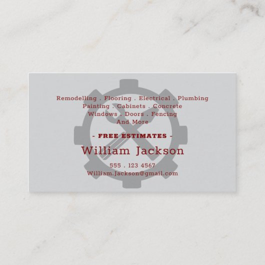 Modern handyman construction custom logo 名刺 (裏面)