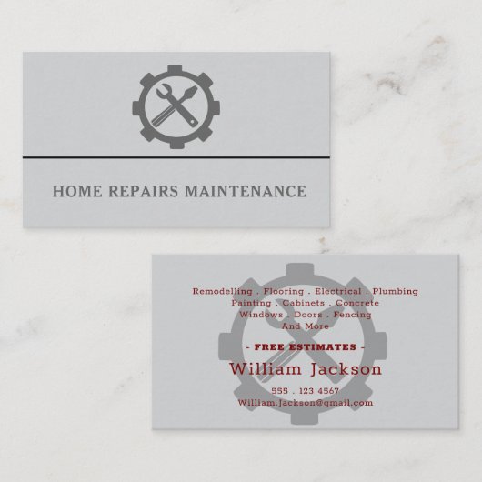 Modern handyman construction custom logo 名刺 (正面/裏面)