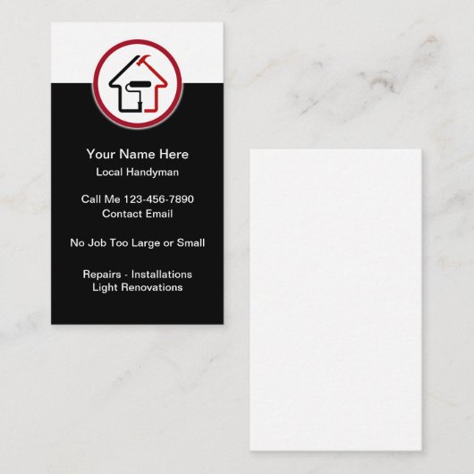 Modern Handyman Logo Business Cards 名刺 (正面/裏面)
