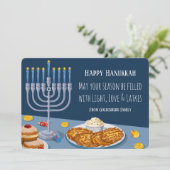 Modern Hanukkah Card: Light, Love & Latkes Menorah シーズンカード (スタンド正面)
