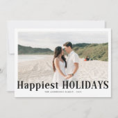 Modern Happiest Holidays Couples Photo シーズンカード (正面)