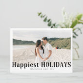 Modern Happiest Holidays Couples Photo シーズンカード (スタンド正面)