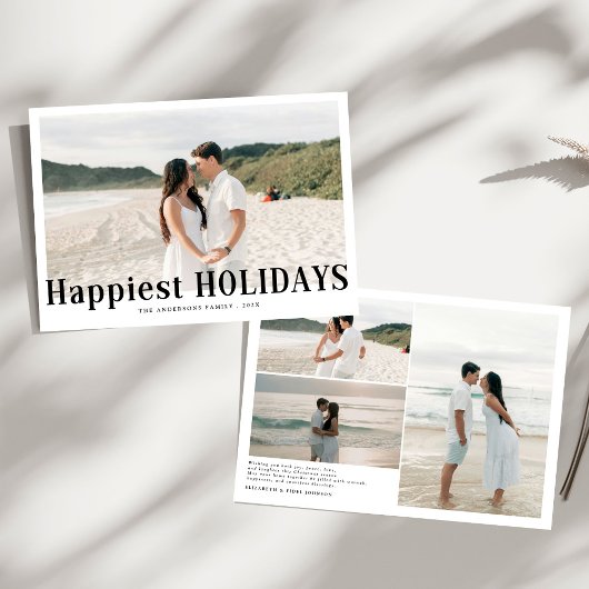 Modern Happiest Holidays Couples Photo シーズンカード