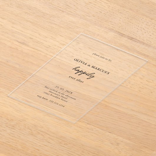 Modern Happily Ever After Wedding アクリル招待状 (レイダウン)