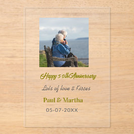 Modern happy 50th anniversary add name date photo  アクリル招待状