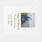 Modern happy 50th anniversary add name date photo  フリースブランケット (正面(横))