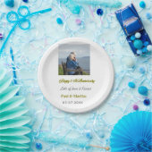 Modern happy 50th anniversary add name date photo  ペーパープレート (パーティー)