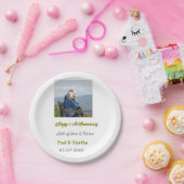 Modern happy 50th anniversary add name date photo  ペーパープレート (パーティー)