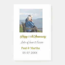 Modern happy 50th anniversary add name date photo  ポストイット