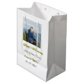 Modern happy 50th anniversary add name date photo  ミディアムペーパーバッグ (正面アングル)