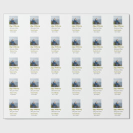 Modern happy 50th anniversary add name date photo  ラッピングペーパー